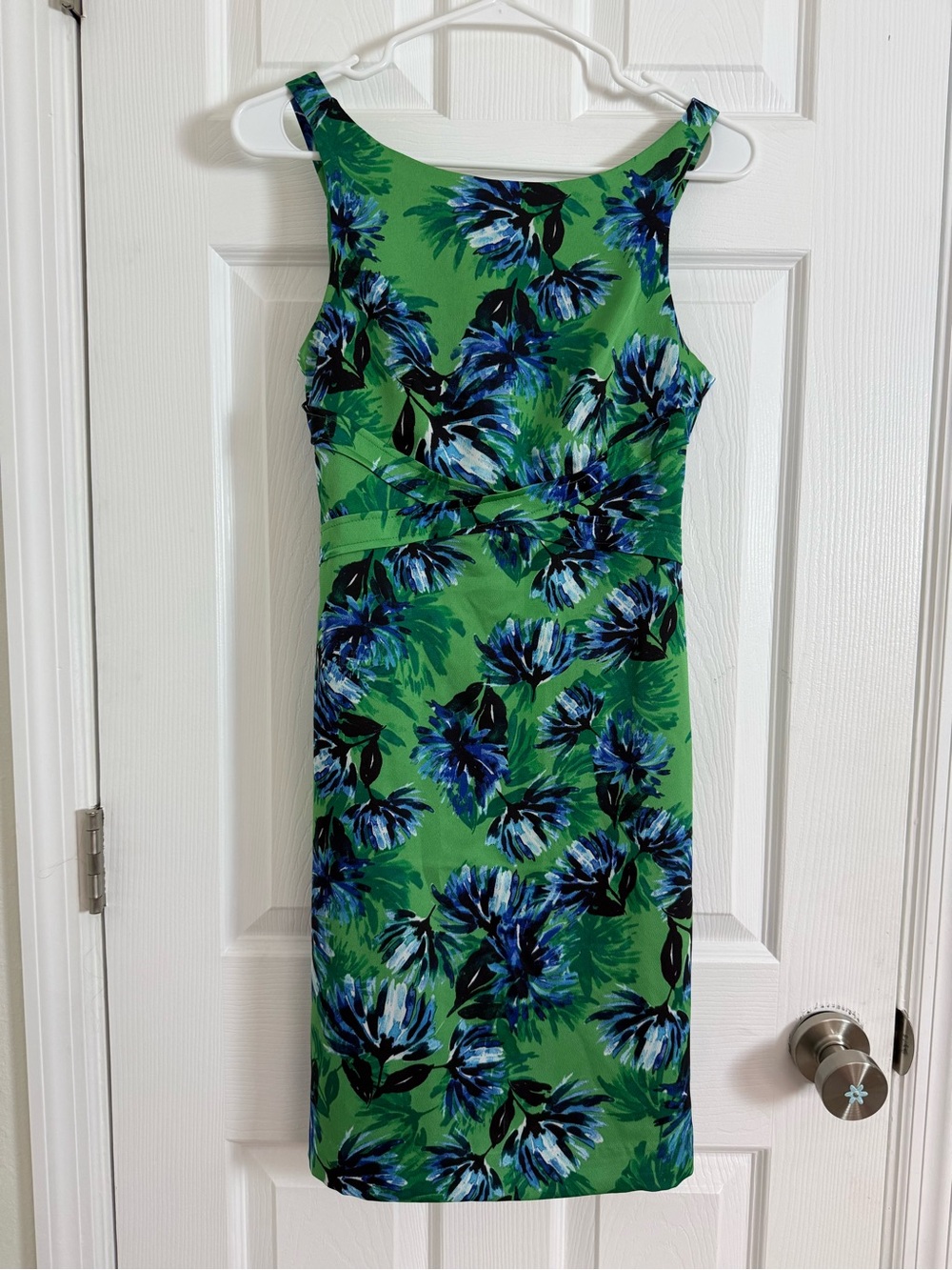Banana Republic Green Floral Midi Dress with Blue Accents